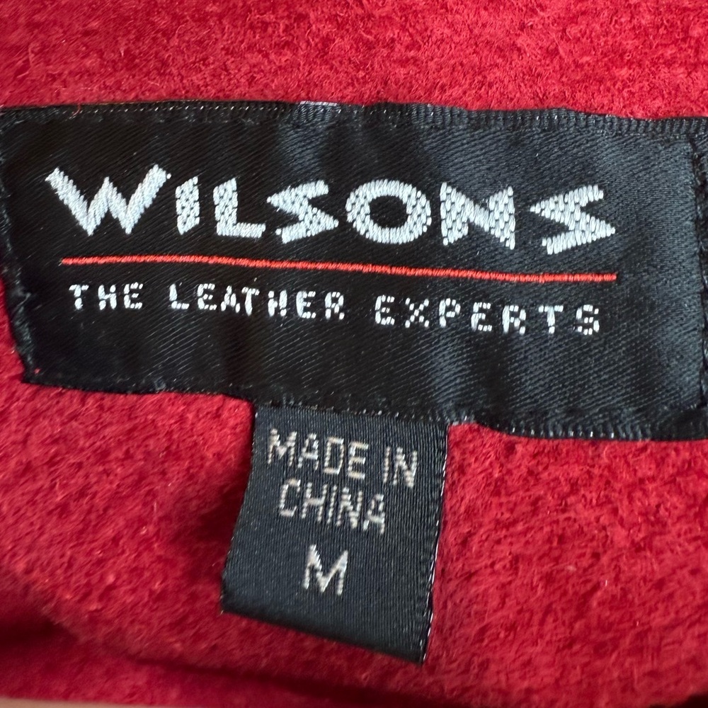 Vintage Wilson Leather Button-Up Shirt Jacket 100% Leather Suede Red Size Medium - Picture 3 of 9